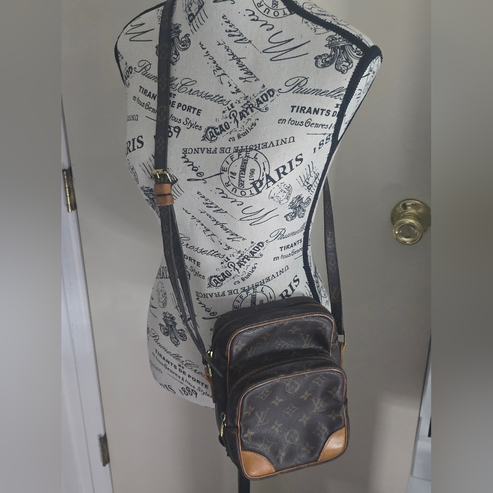 Louis Vuitton Brown Monogram Canvas Crossbody Bag with Tan Trim
